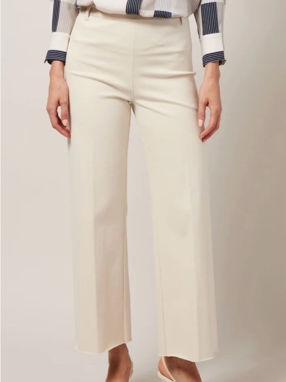 Lysse Cream Wide-Leg Trousers